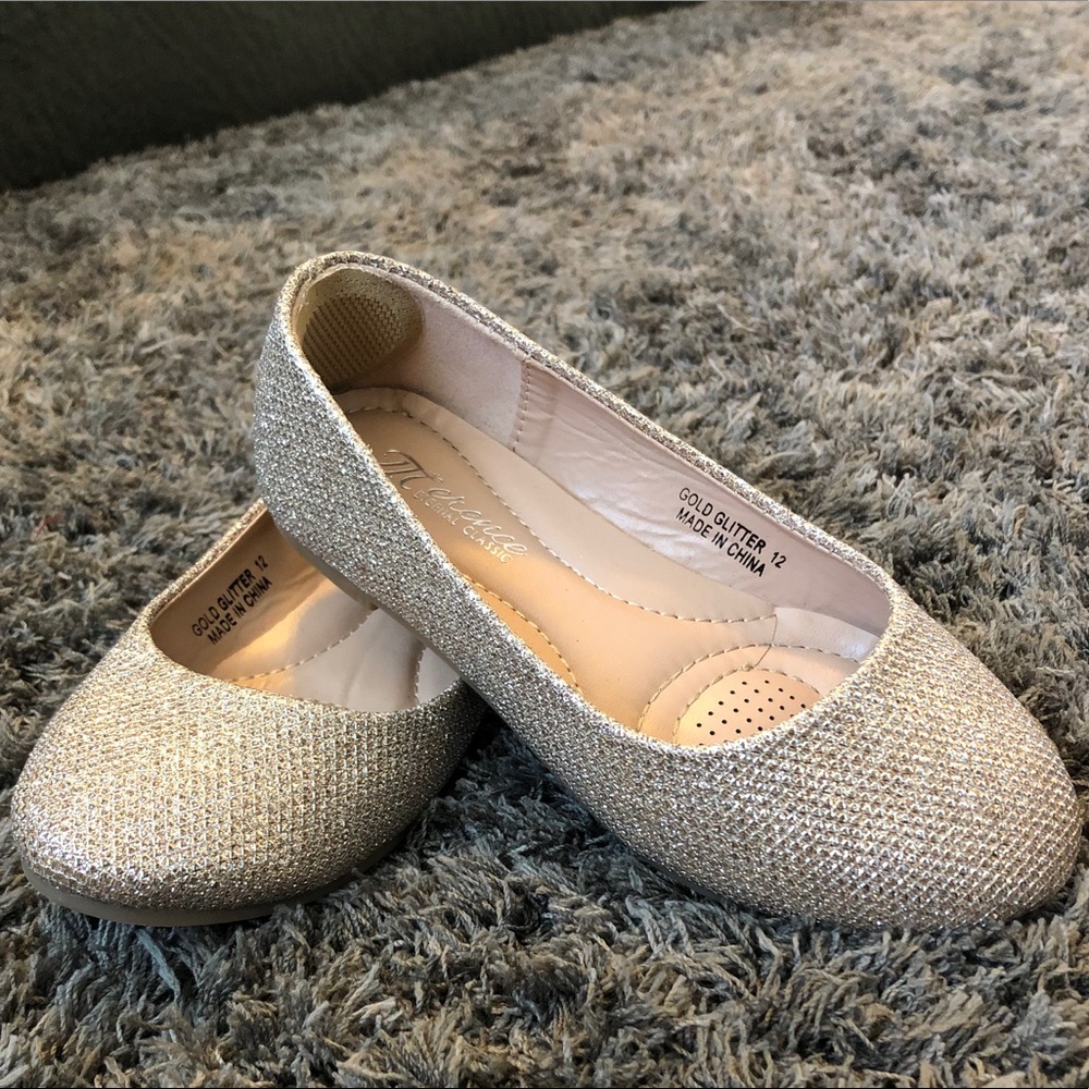 Gold glitter ballet flats